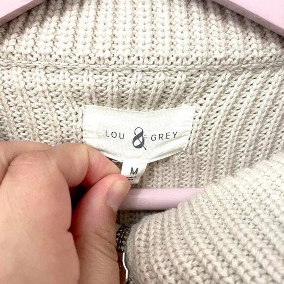 Lou & Grey Tan Zip Neck Thick Knit Quarter Zip Sweater Size M - Picture 3 of 6